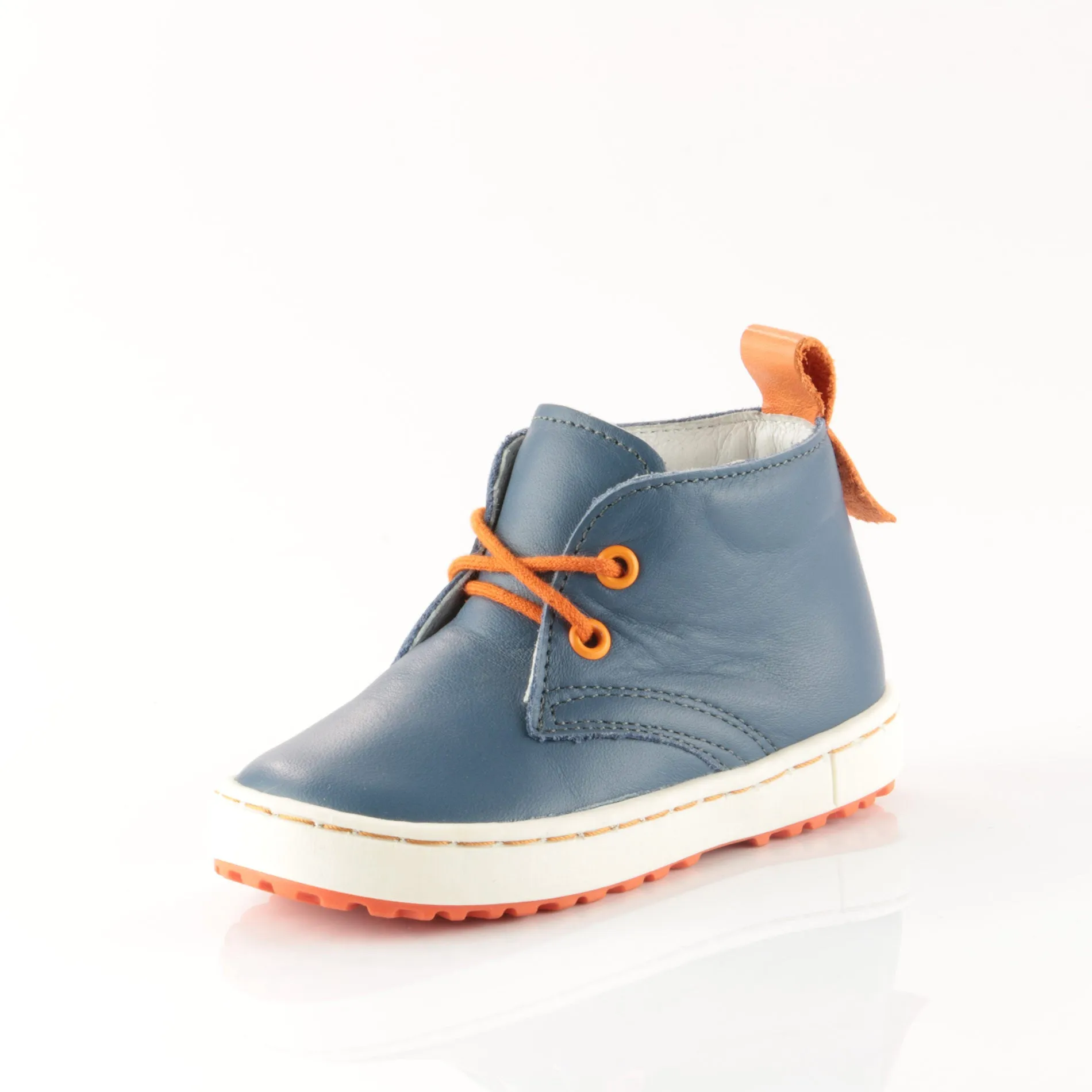 (2150-3/2242-3) Navy Orange Lace Up Trainers