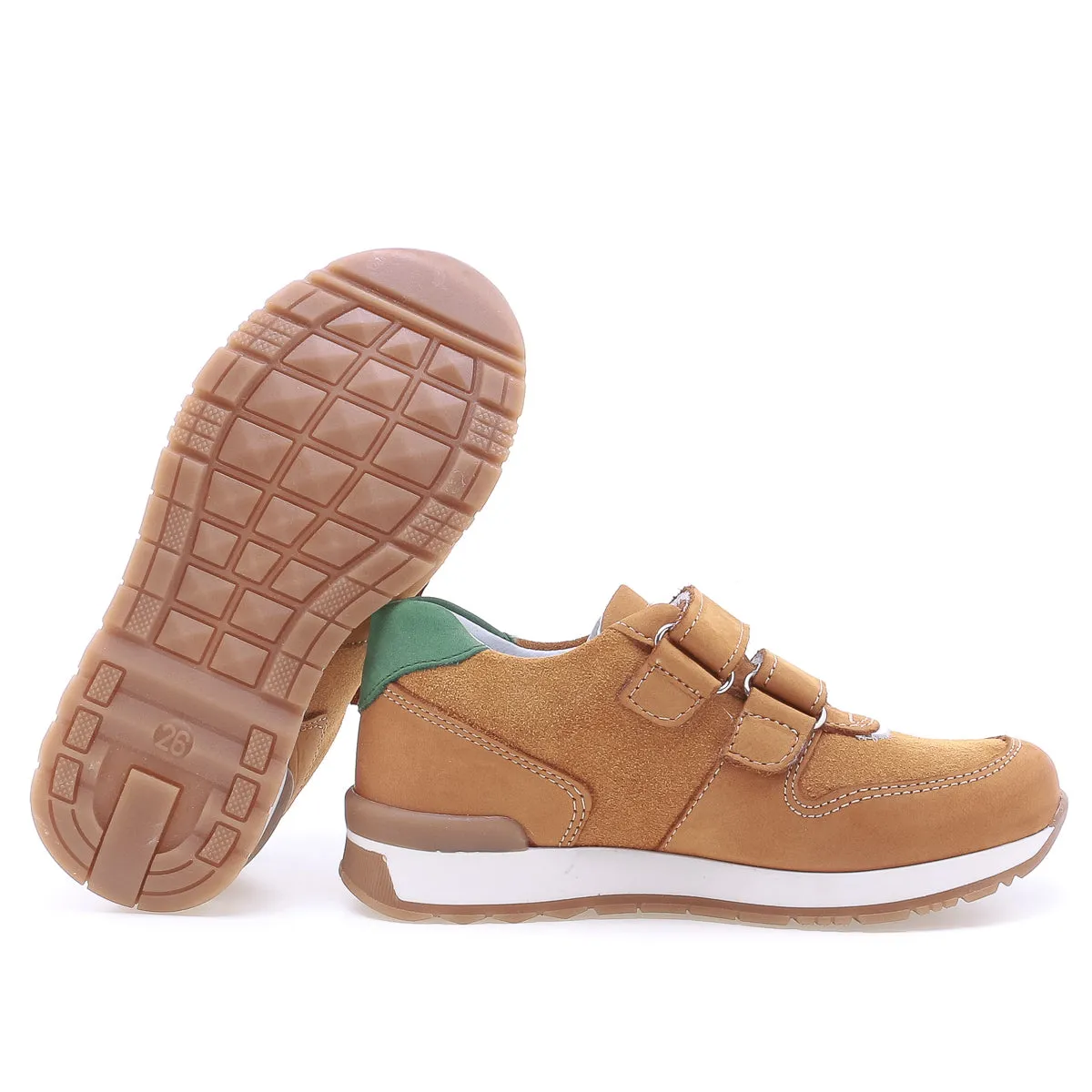 (2683-14) Low Velcro sneakers cognac