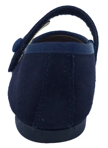 Andanines Girl's Hook and Loop Closure Mary Jane, Navy Suede