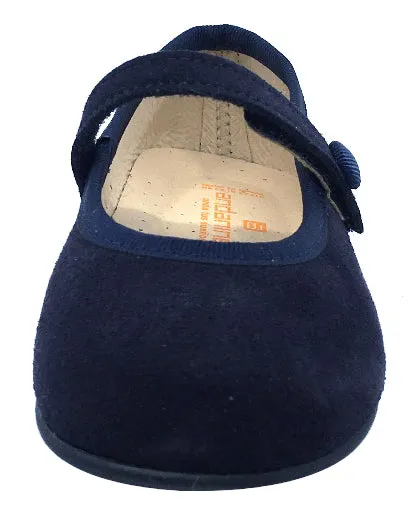 Andanines Girl's Hook and Loop Closure Mary Jane, Navy Suede