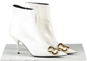 BALENCIAGA  Bb White Patent Leather Kitten Heel Ankle Boots UK 6 EU 39 👠