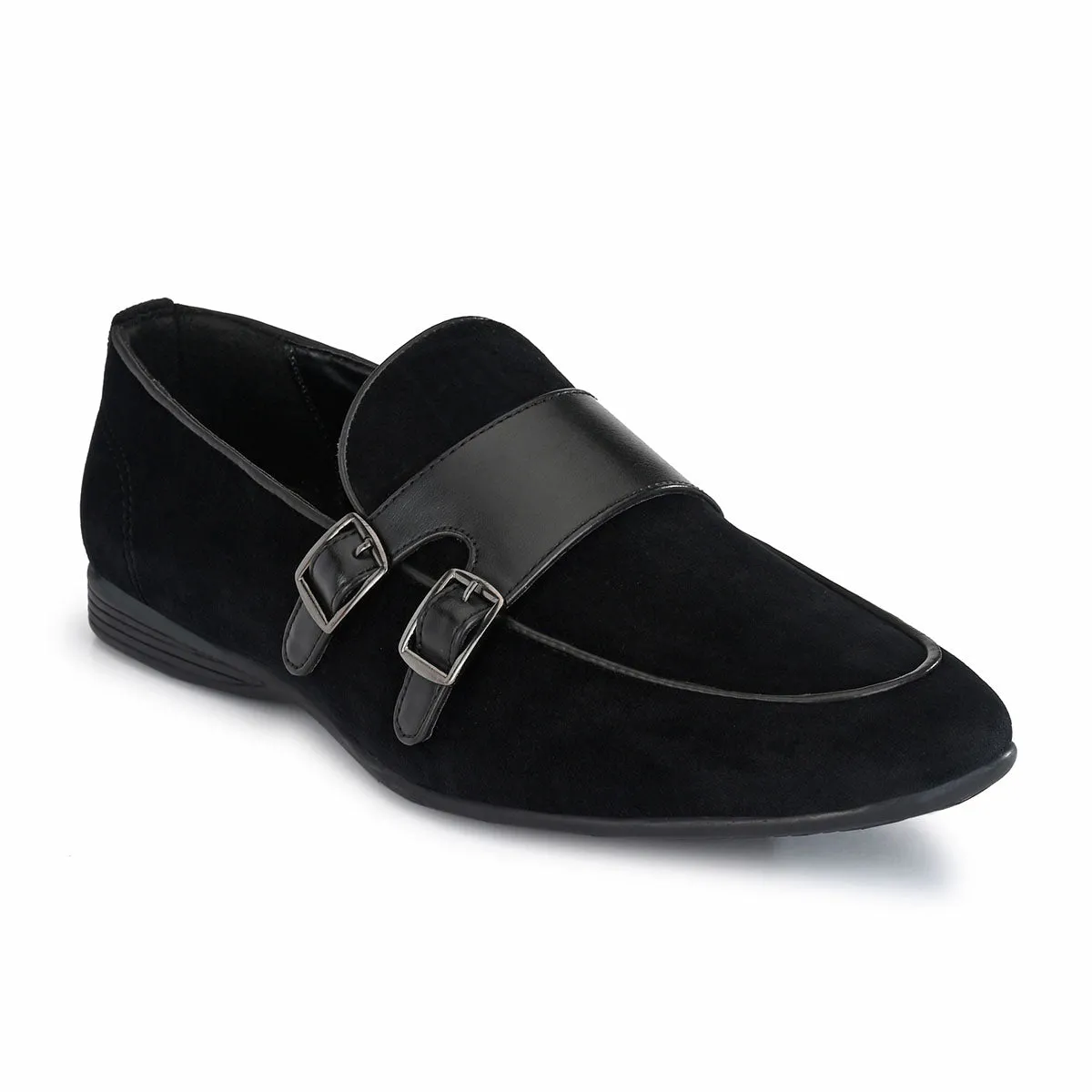 Black Velvet Double Monk-Straps