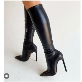 Classy Stiletto Solid Color Boots