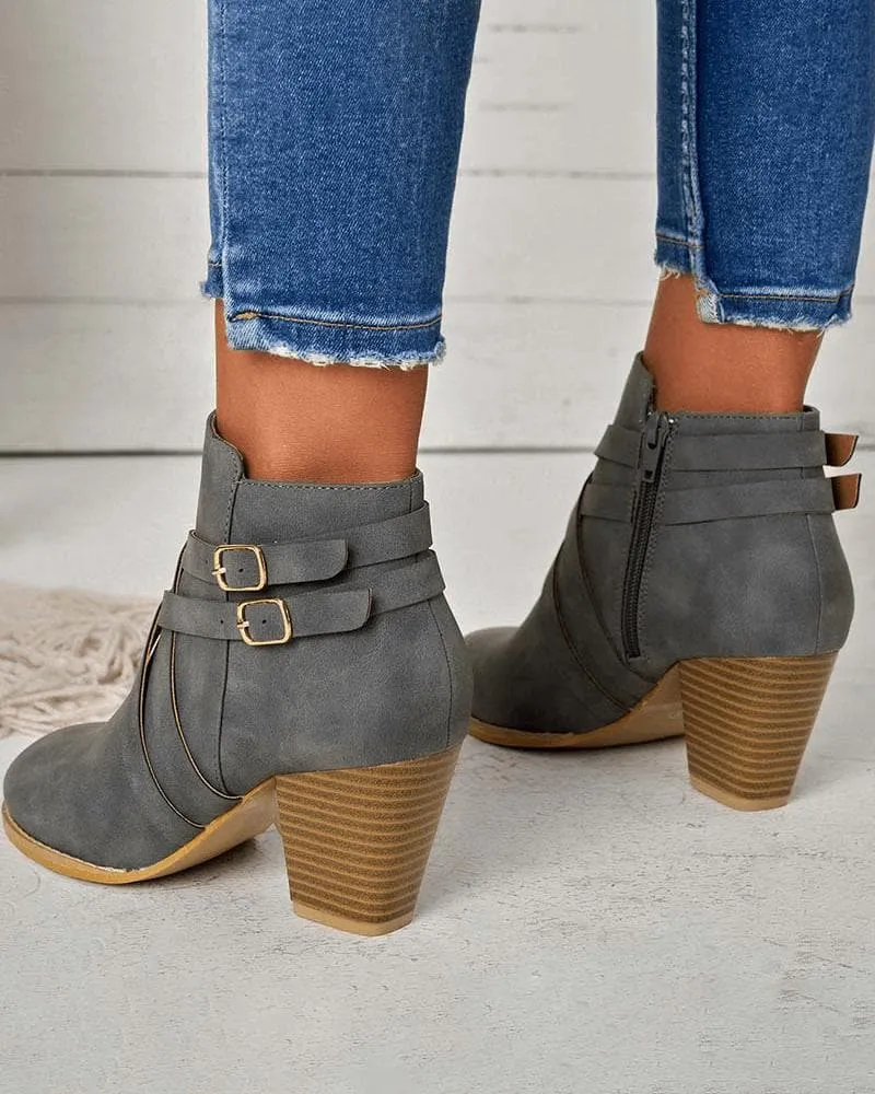 Cross-strap Zipper Boots