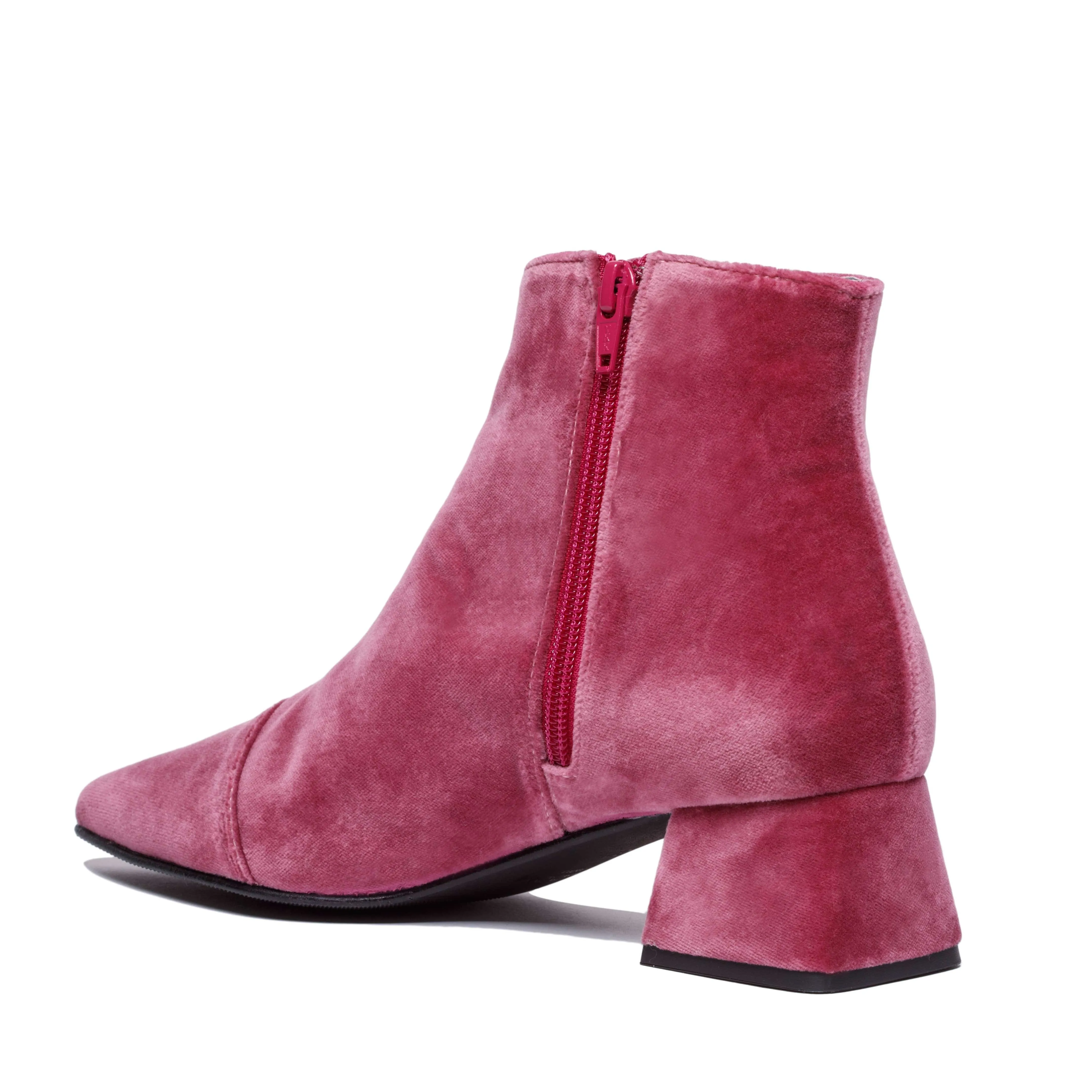 Dahlia Vegan Velvet Ankle Boots | Pink