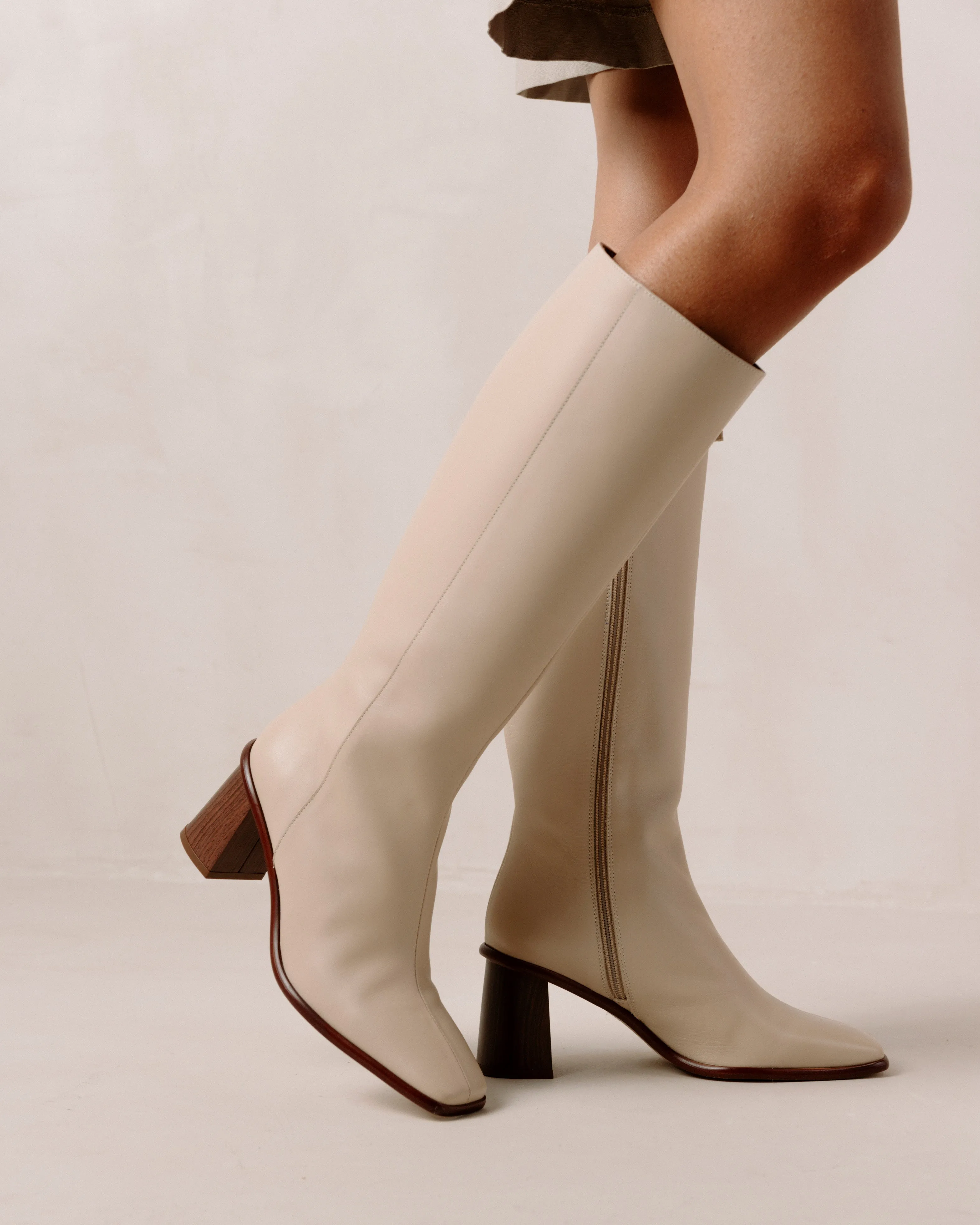 East Stone Beige Leather Boots