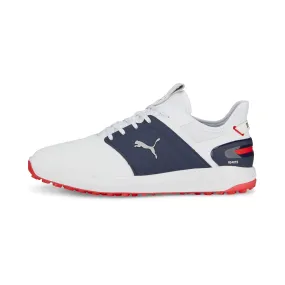 IGNITE ELEVATE Wide Spikeless Golf Shoes | Puma White / Puma Silver / Puma Navy