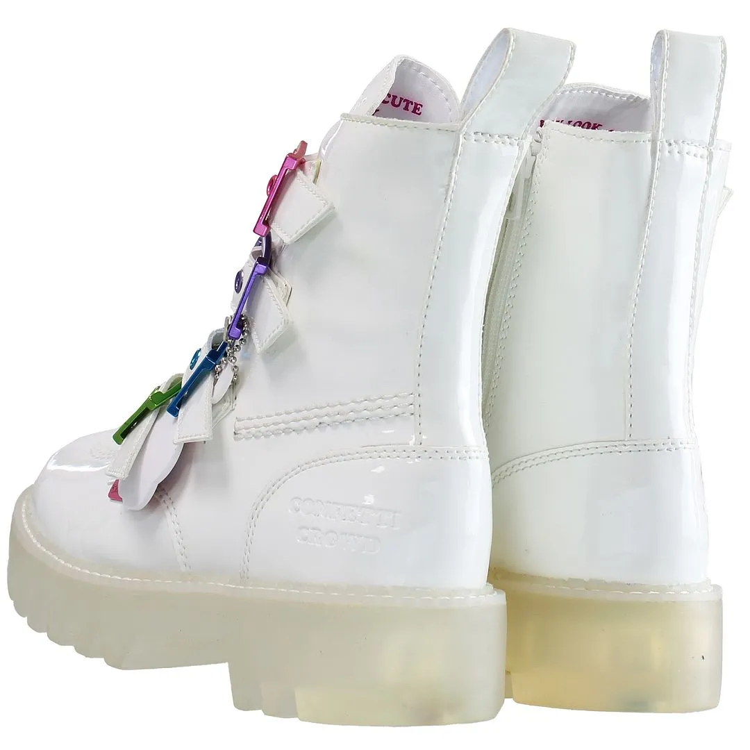 Kickers x Confetti Crowd Kizzie Higher Womens White Boots