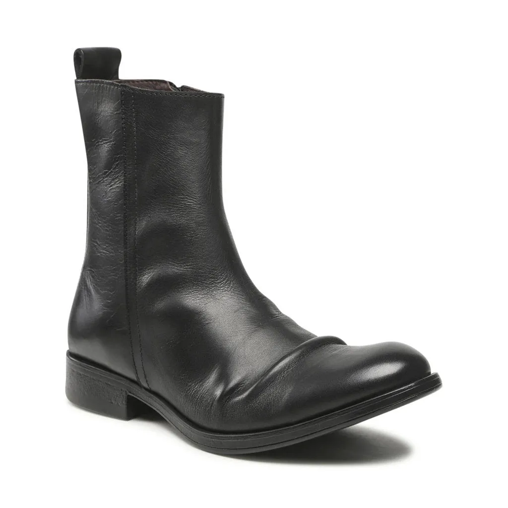 Melv797Fly Leather Unisex Zip Up Ankle Boots