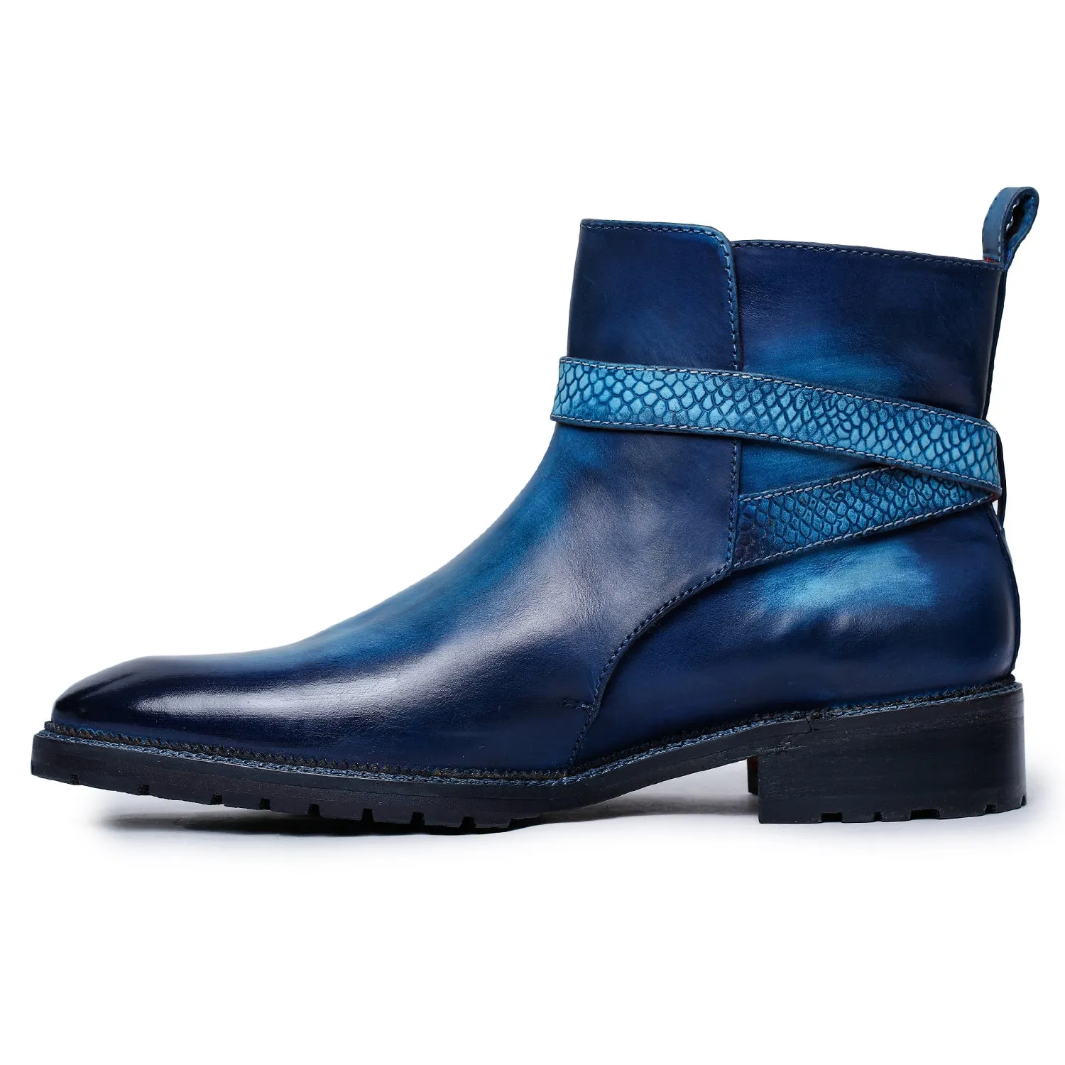 Mens Cross Strap Boots- Navy