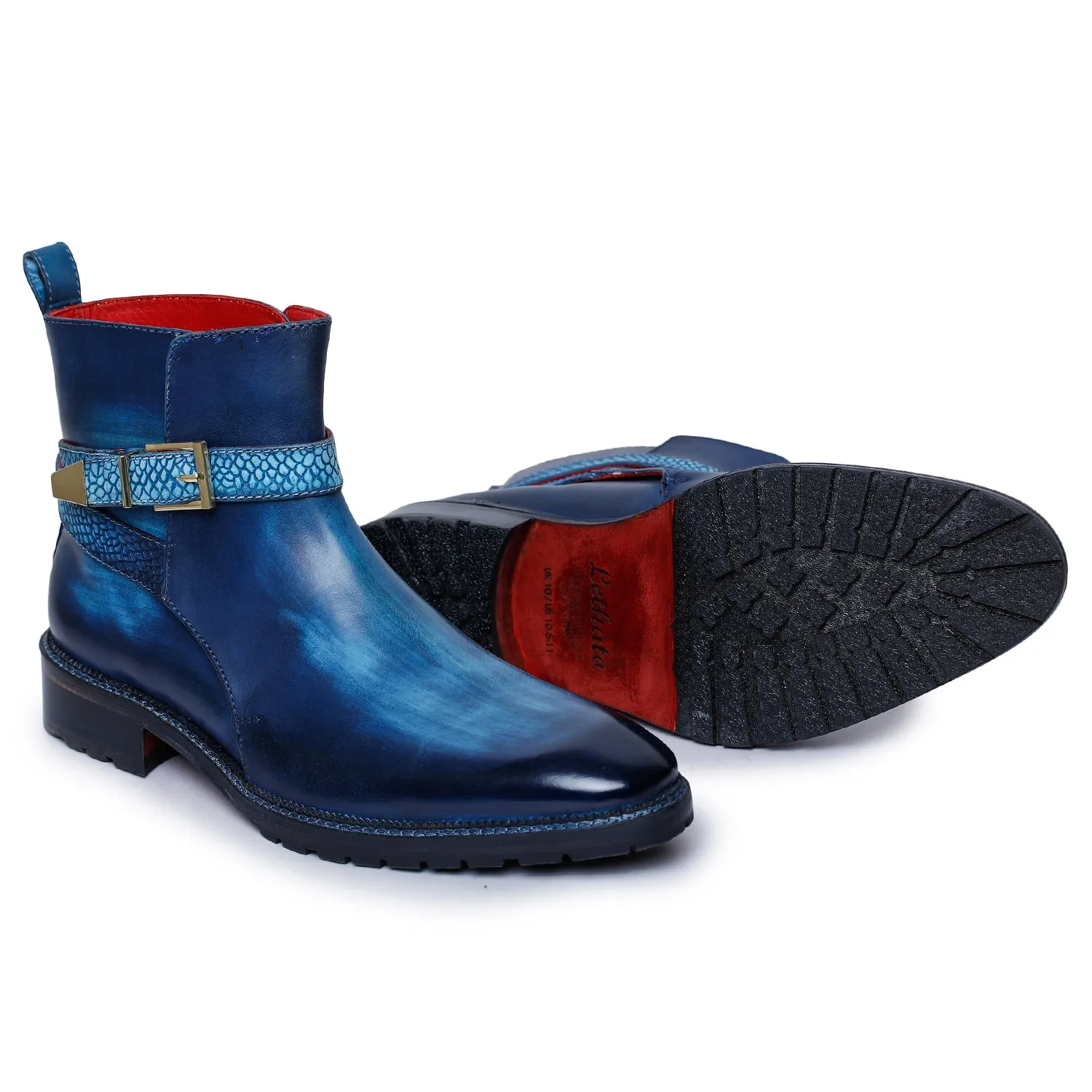 Mens Cross Strap Boots- Navy