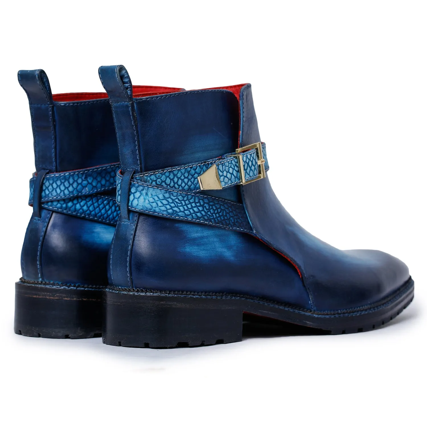 Mens Cross Strap Boots- Navy