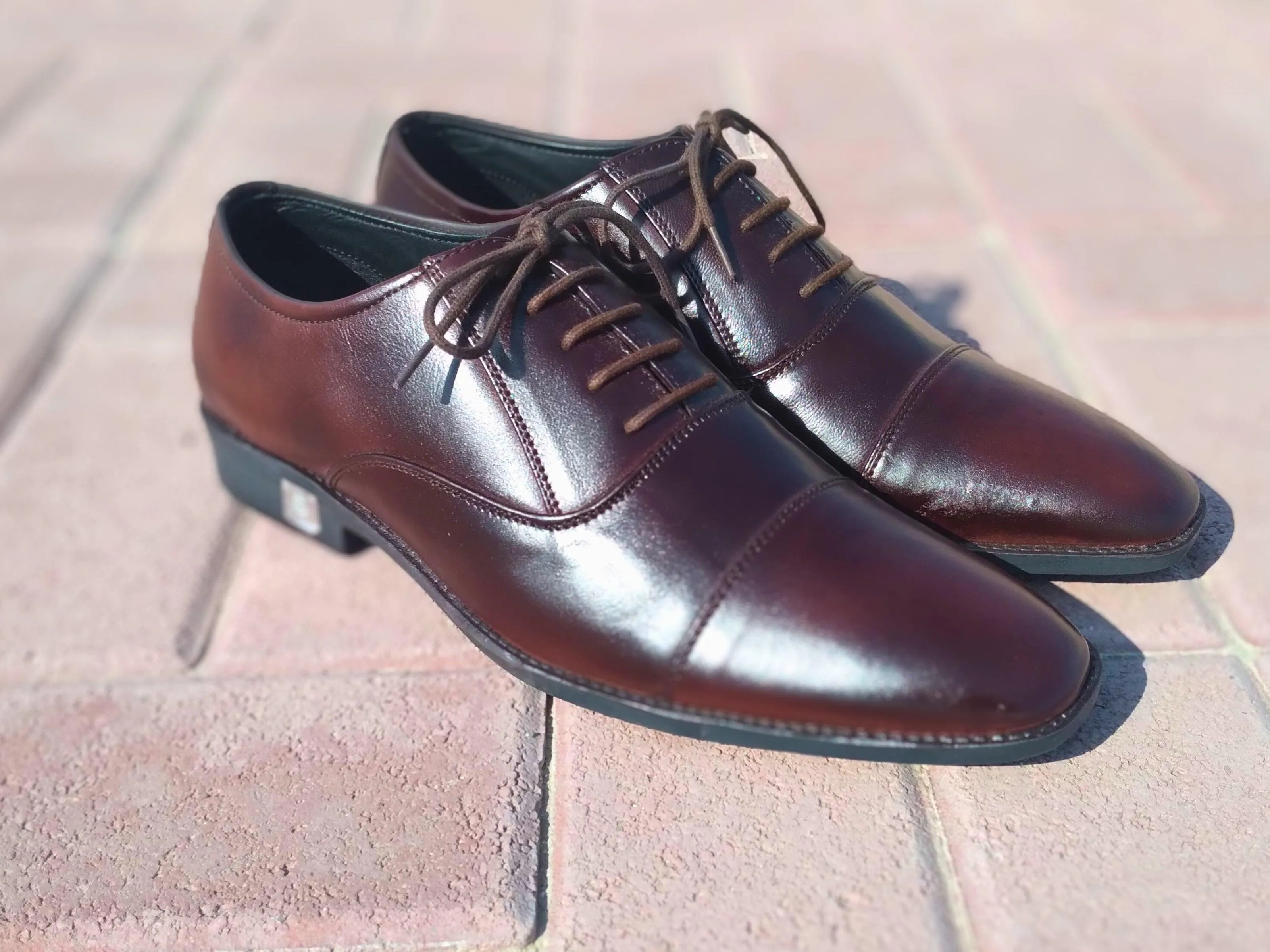 Oxford Shoes Genuine Leather Captoe Chocolate Brown