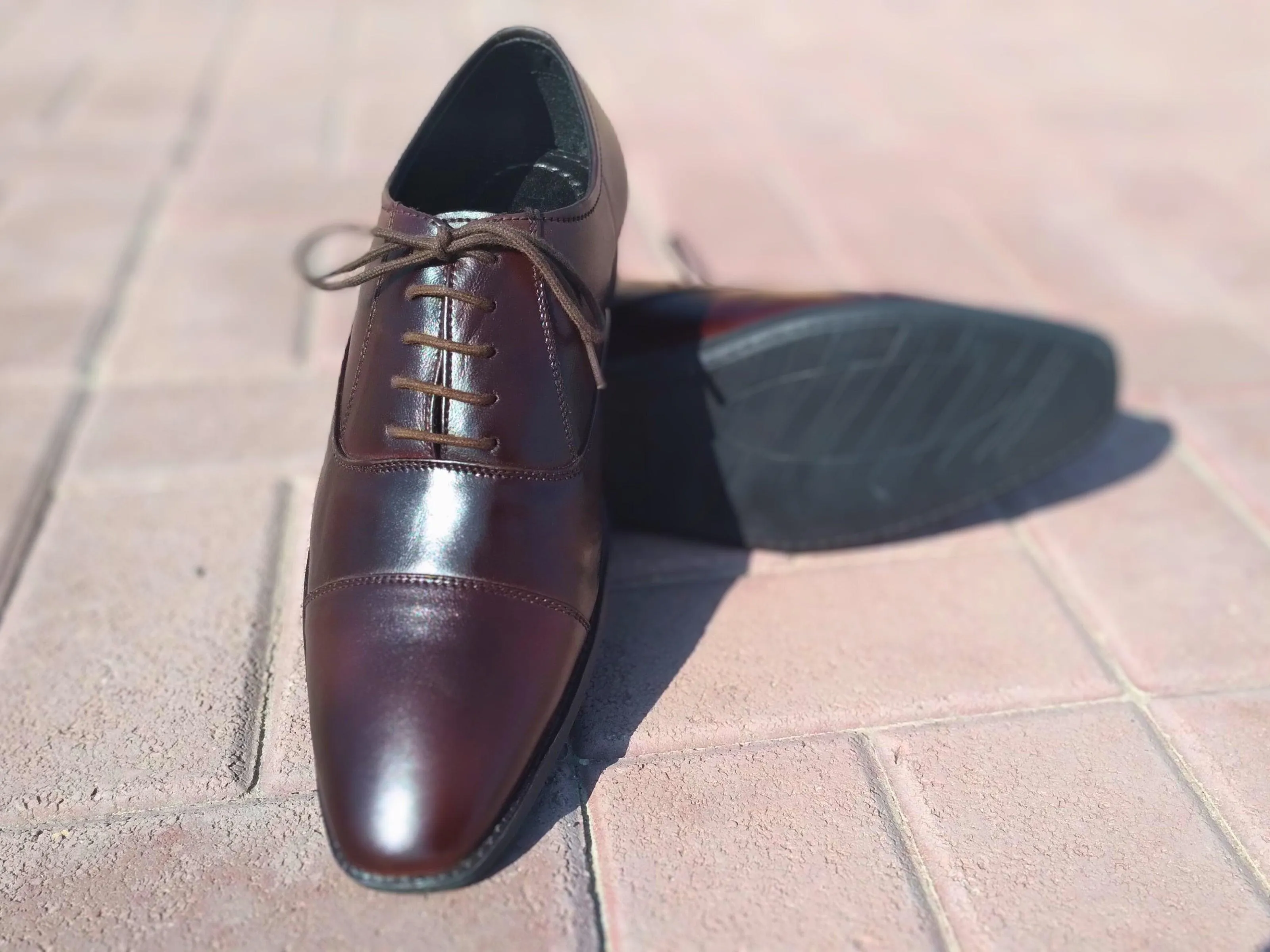 Oxford Shoes Genuine Leather Captoe Chocolate Brown