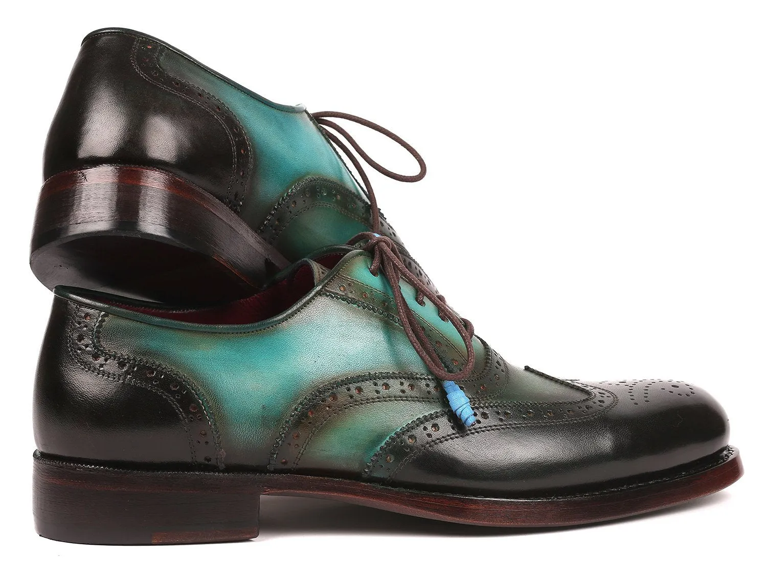 Paul Parkman Brown & Green Wingtip Oxfords Goodyear Welted (ID#027-BRWGRN)