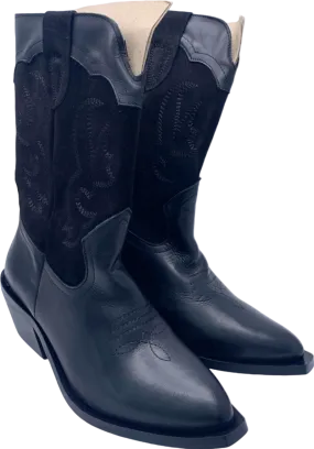 Pilcro Black Leather Cowboy Boots UK 6