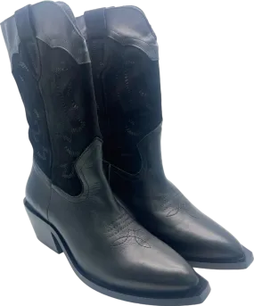 Pilcro Black Leather Western Boots UK 8