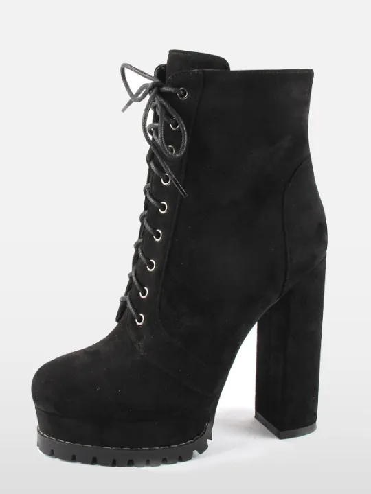 Platform Round Toe High Heel Ankle Boots