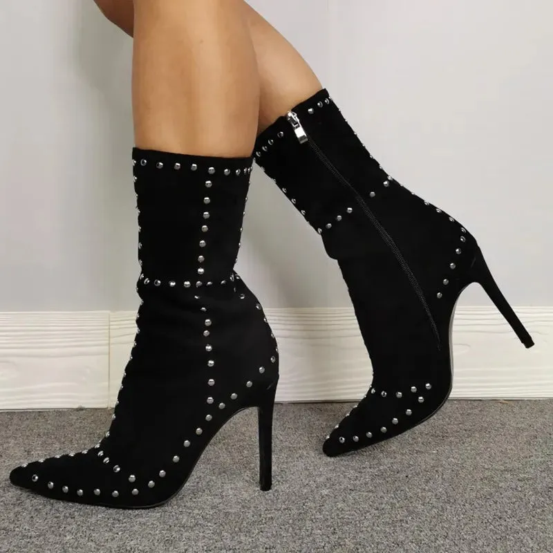 Pointed Toe Rivet Boots