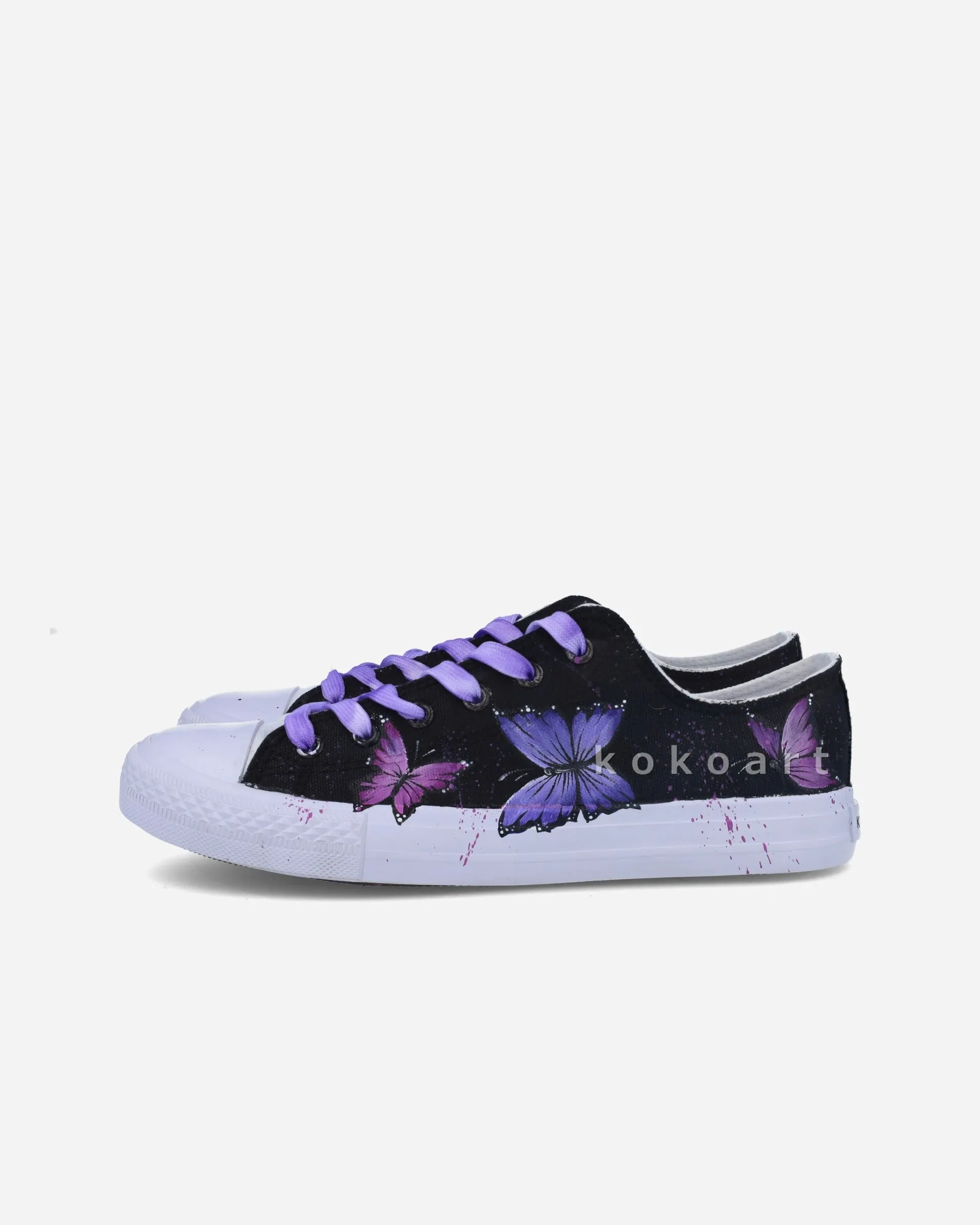 Purple Butterflies Hand Painted Shoes