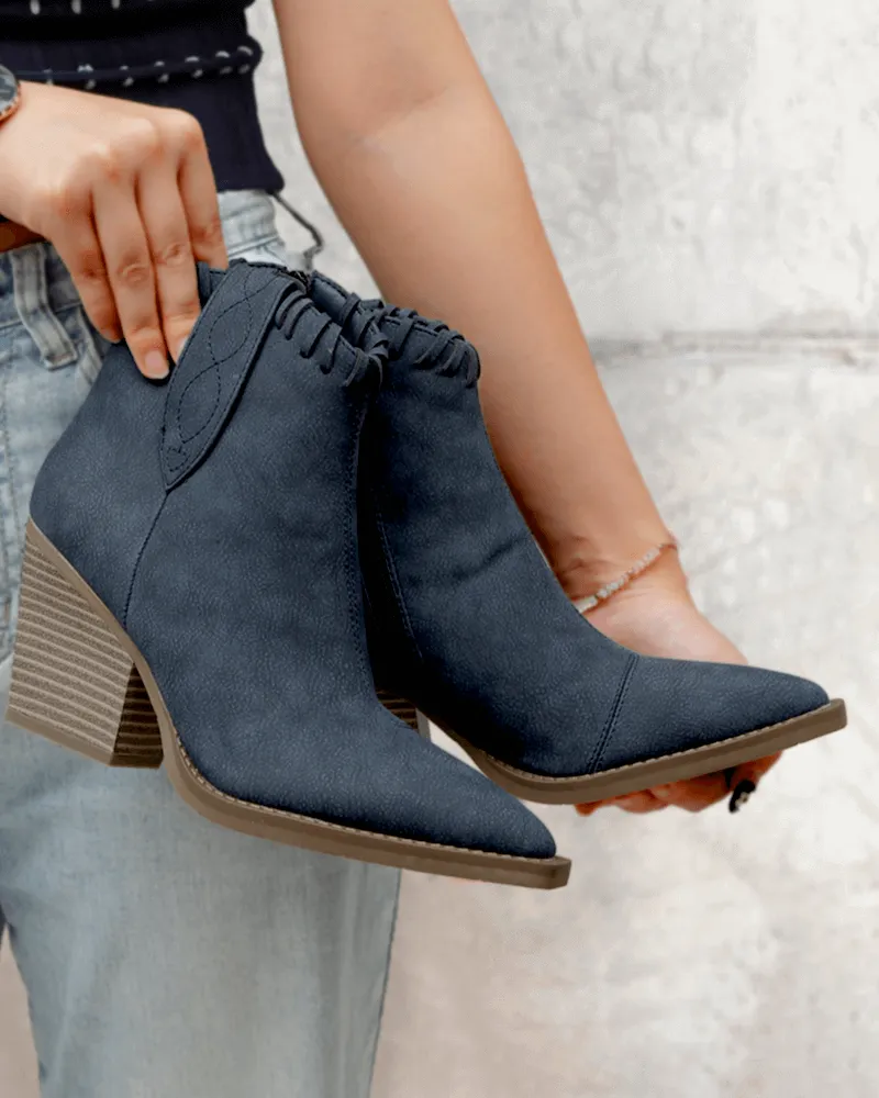 Retro Tassel Zipper Chunky Heel Ankle Boots