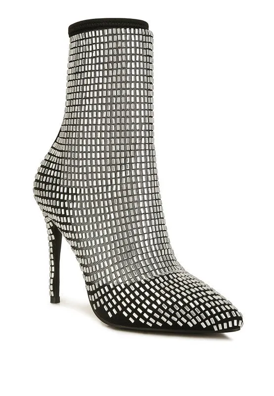 Rhinestones Mesh Boots