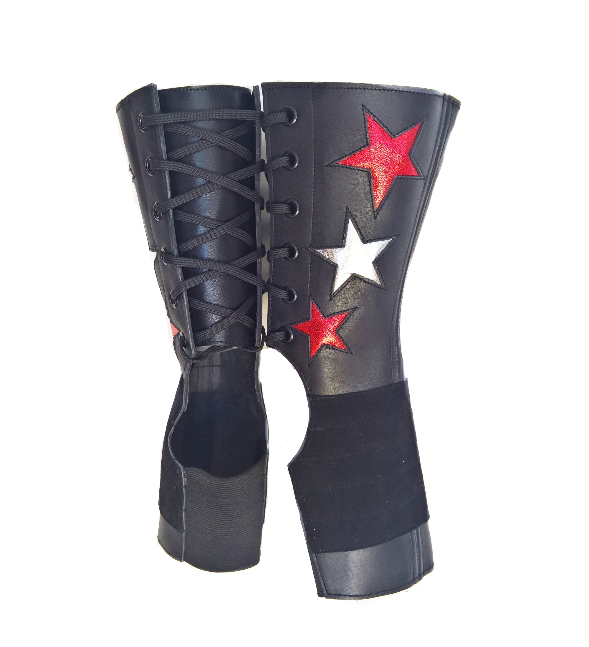 SHORT Stardust Aerial boots w/ Silver & Red Stars   Grip Panel