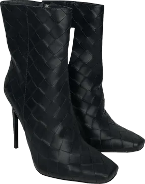 SIMMI Black Woven Ankle Heeled Boots UK 5 EU 38 👠