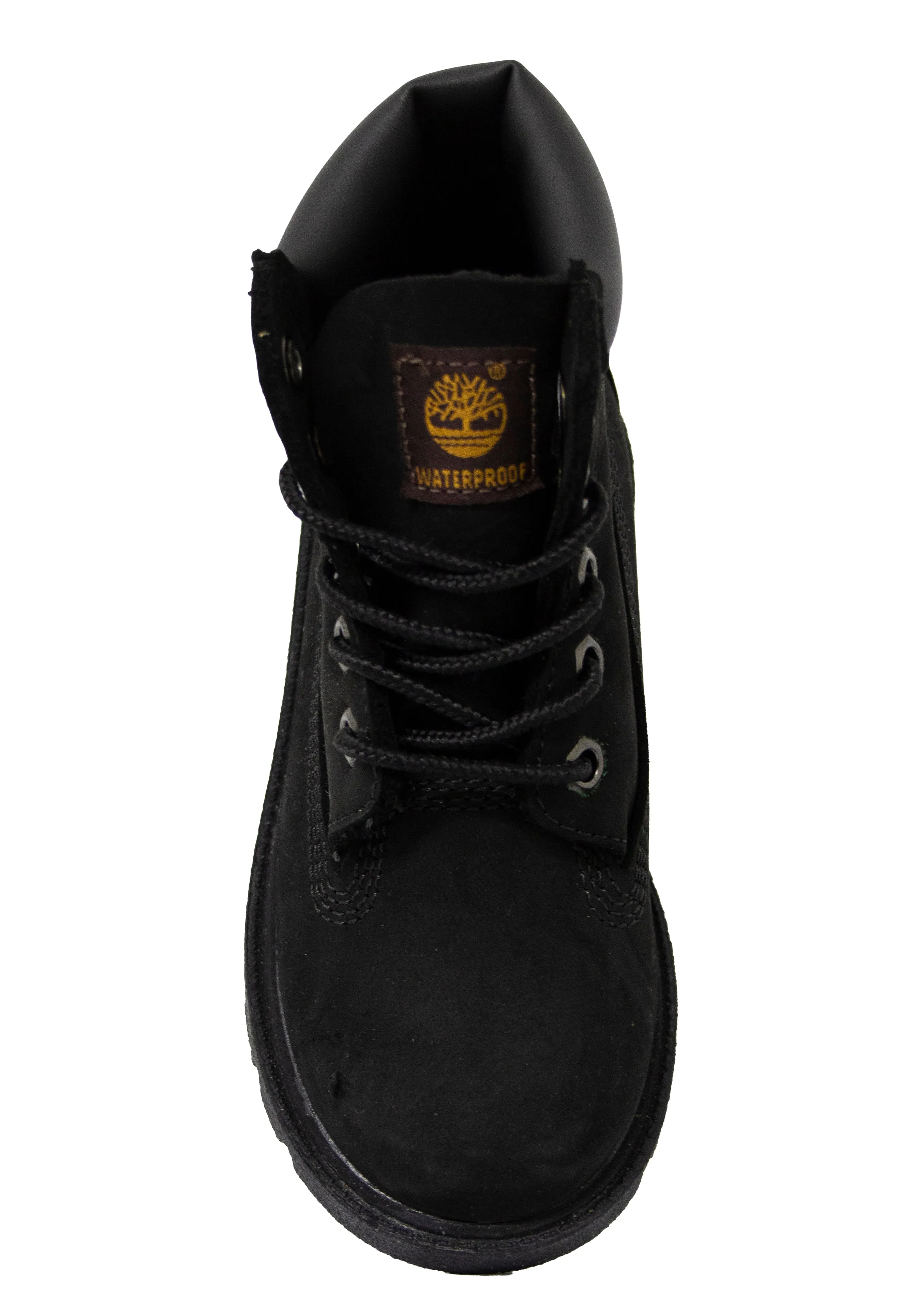 Timberland Classic 6 Inch Waterproof Black Leather Lace Up Toddlers Boots 10810