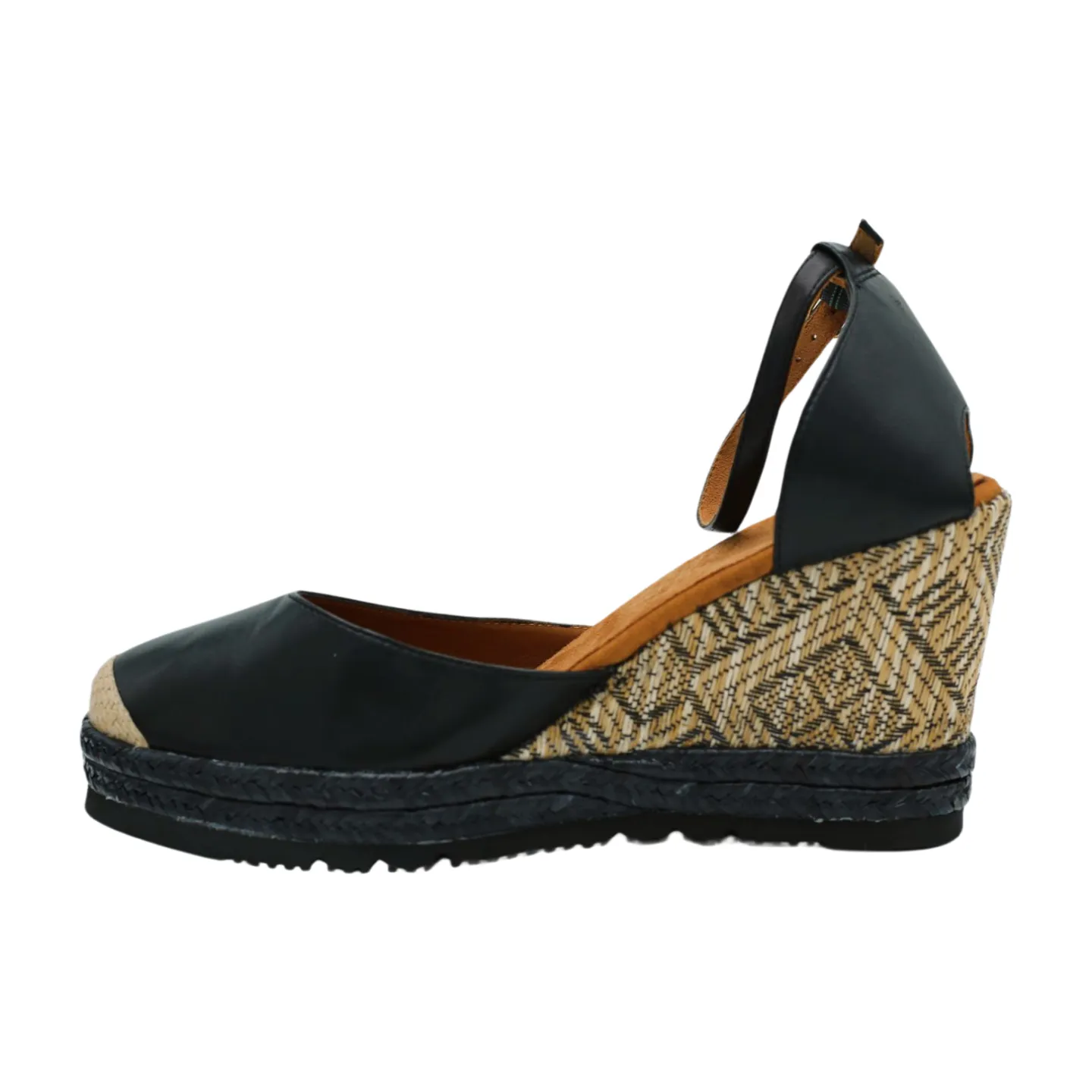 UNISA Black  Leather Espadrille CAMEO