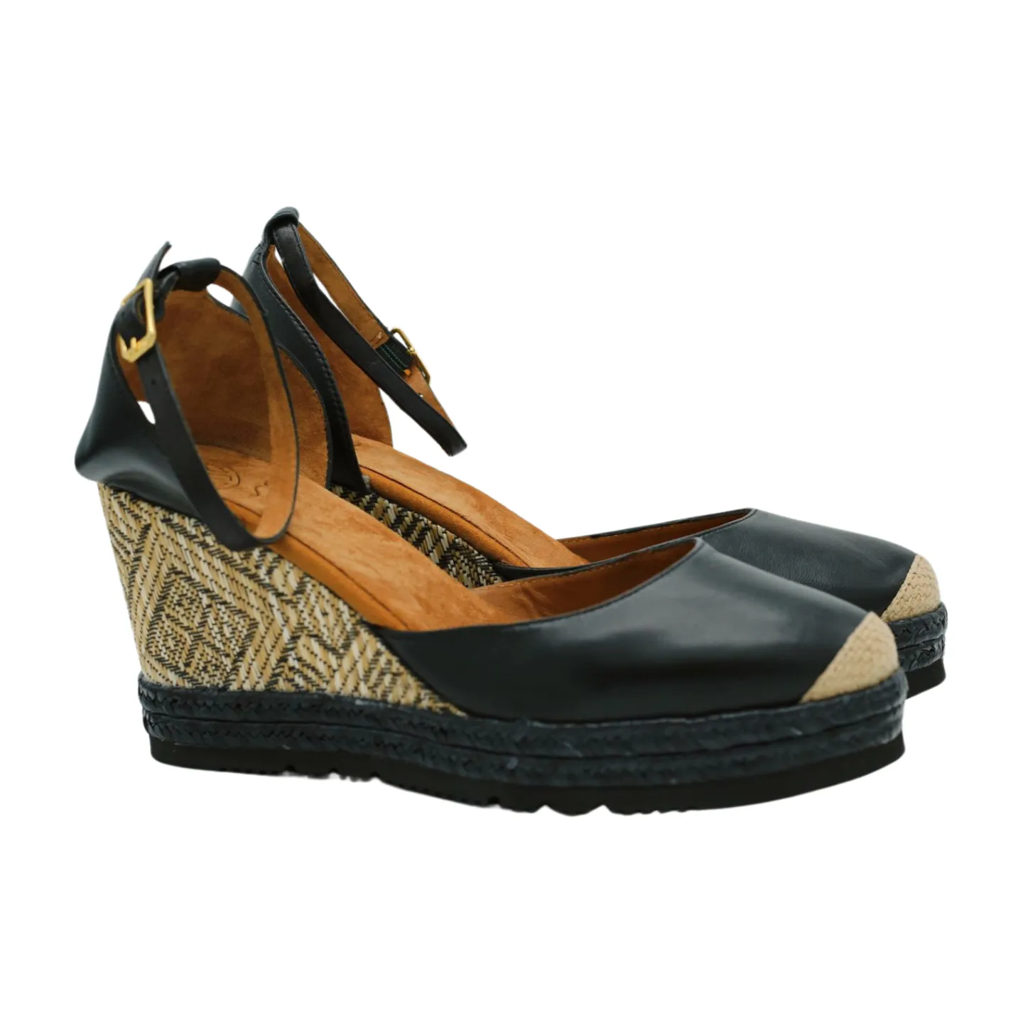 UNISA Black  Leather Espadrille CAMEO