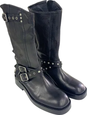 We The Free Black Studded Leather Boots UK 6