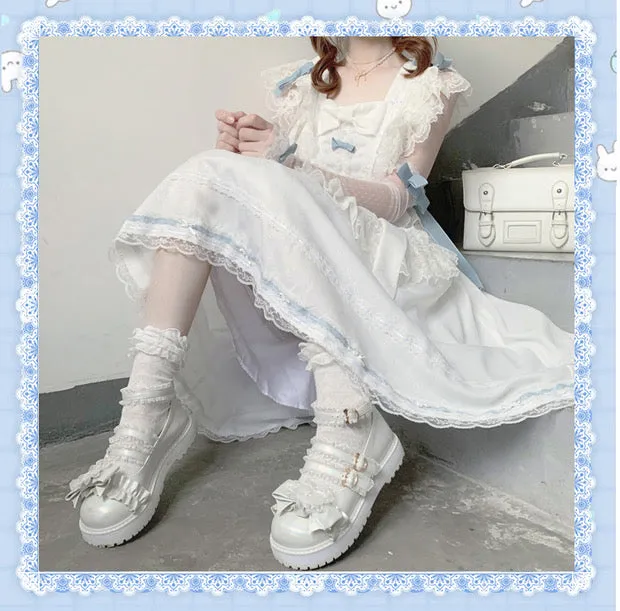 Wishful star lolita shoes  laser patent leather platform shoes